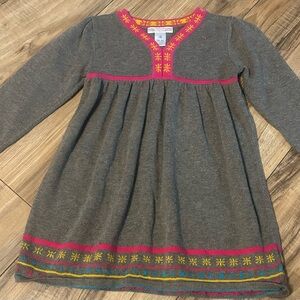 Old Navy Girls Sweater Dress Knit Gray Pink Yellow Long Sleeve‎ 18-24 Months